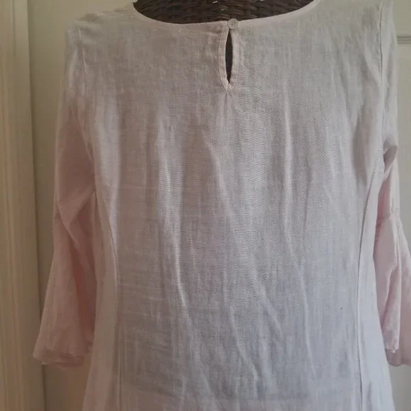 LUNGO L'ARNO Linen Swing Dress with Bell Sleeves - Picture 9 of 11